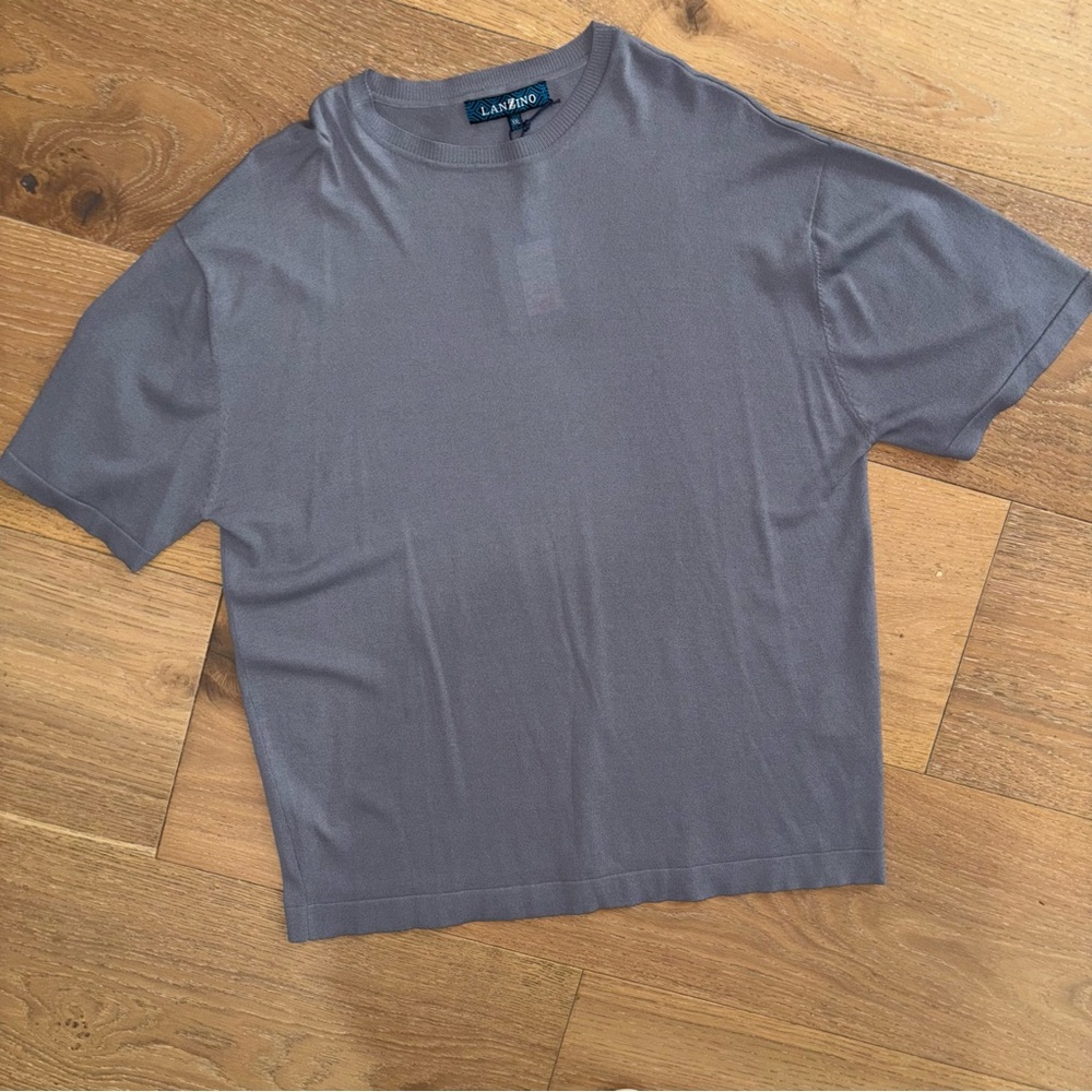 Lanzino Gray Short Sleeve Crew Neck Top Size XXL